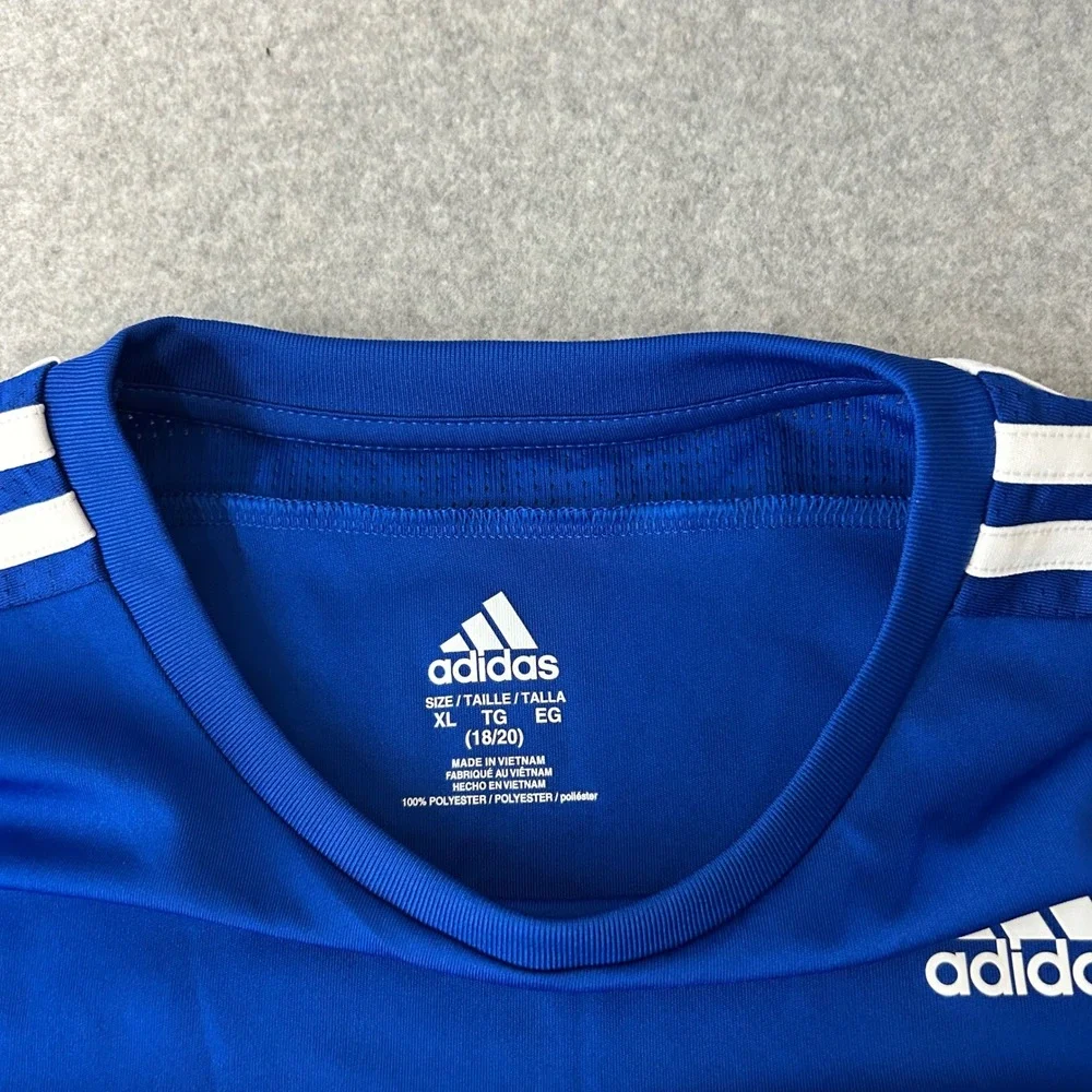 Adidas Royal Blue Climalite 3 Stripe Long Sleeve‎ Athletic Shirt Boys XL 18/20